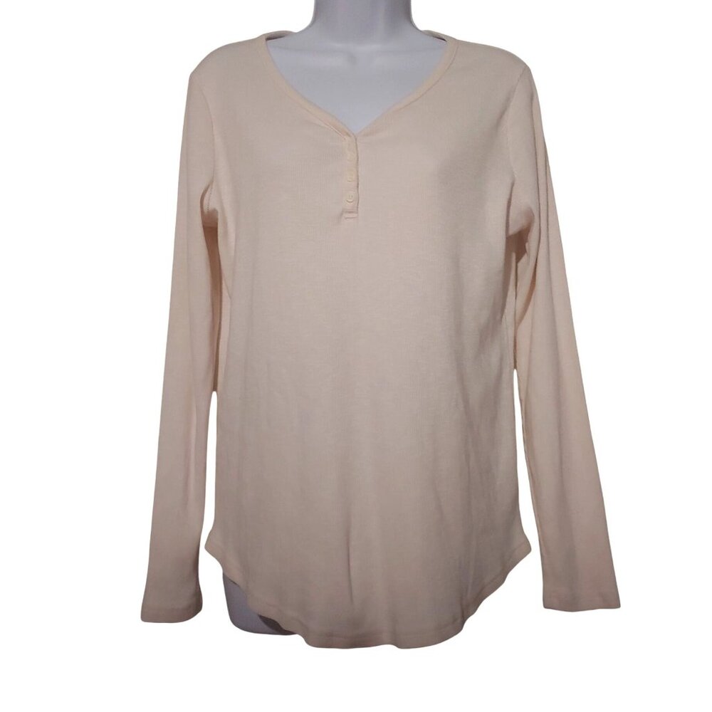 Duluth Ribbed Thermal L-Sleeve Shirt Camping Outdoors, Walking, Comfy Cream M